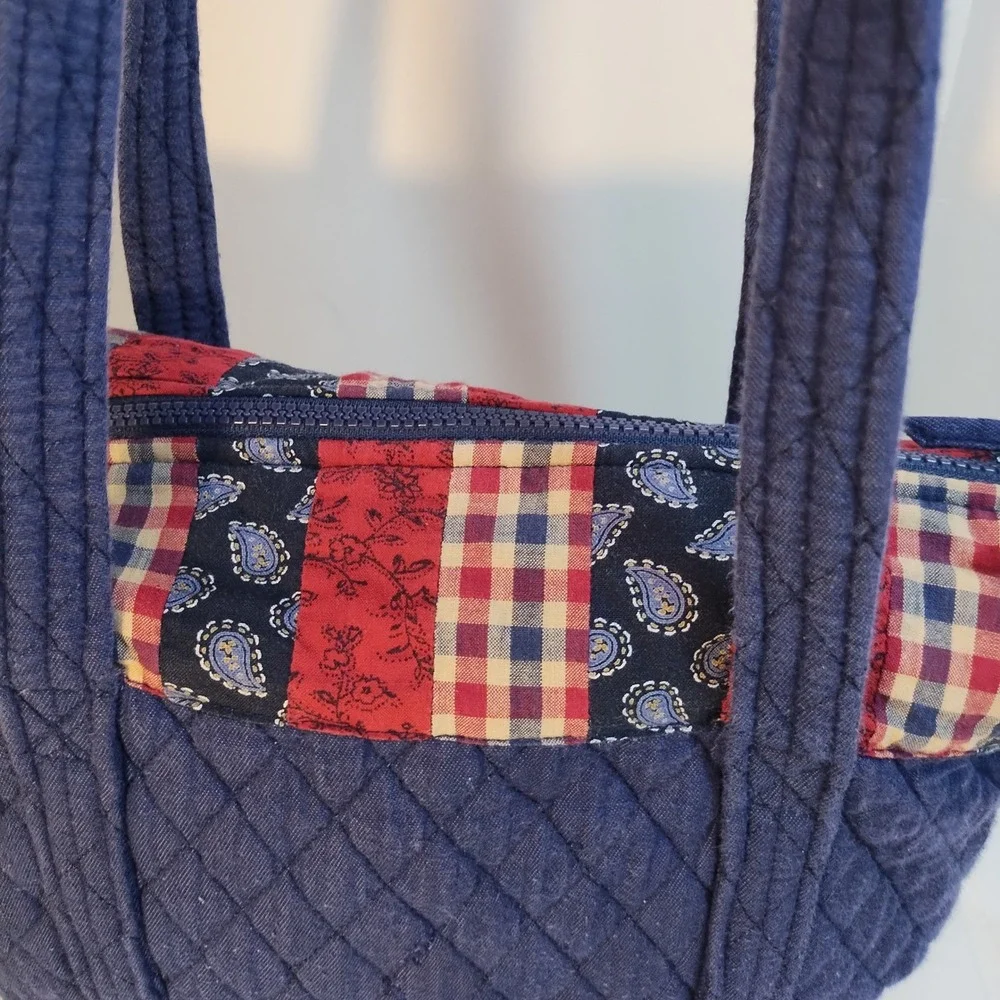 Quilted Keepers Patchwork Patriotic Tote Bag Blue Red White Americana Flag VTG
